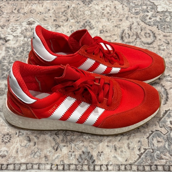 Adidas Iniki Runner Red and White Gum Ultra Boost Athletic Shoes - Like New! - Picture 5 of 9